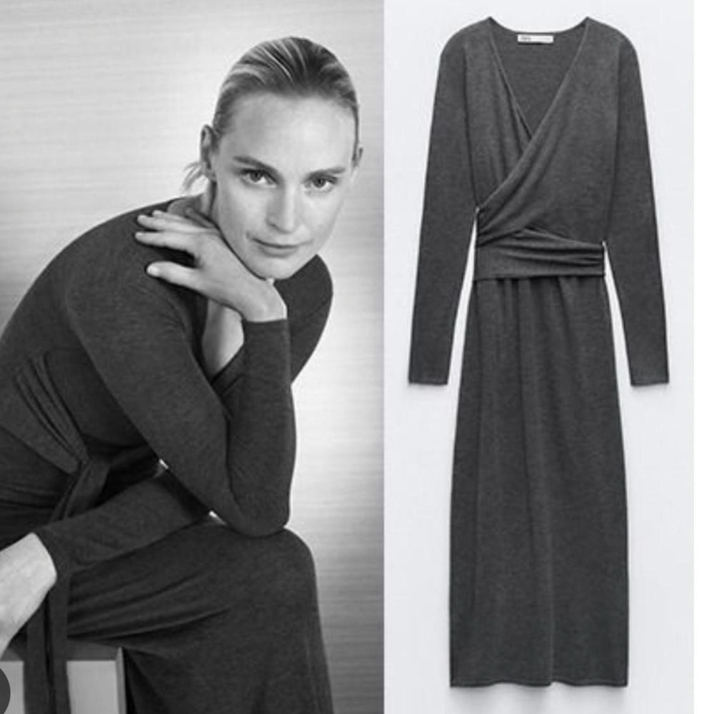 SOLD - Zara Charcoal Long Sleeve Dress